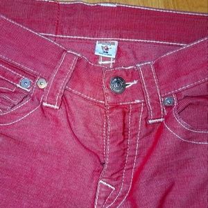 Red corduroy true religon